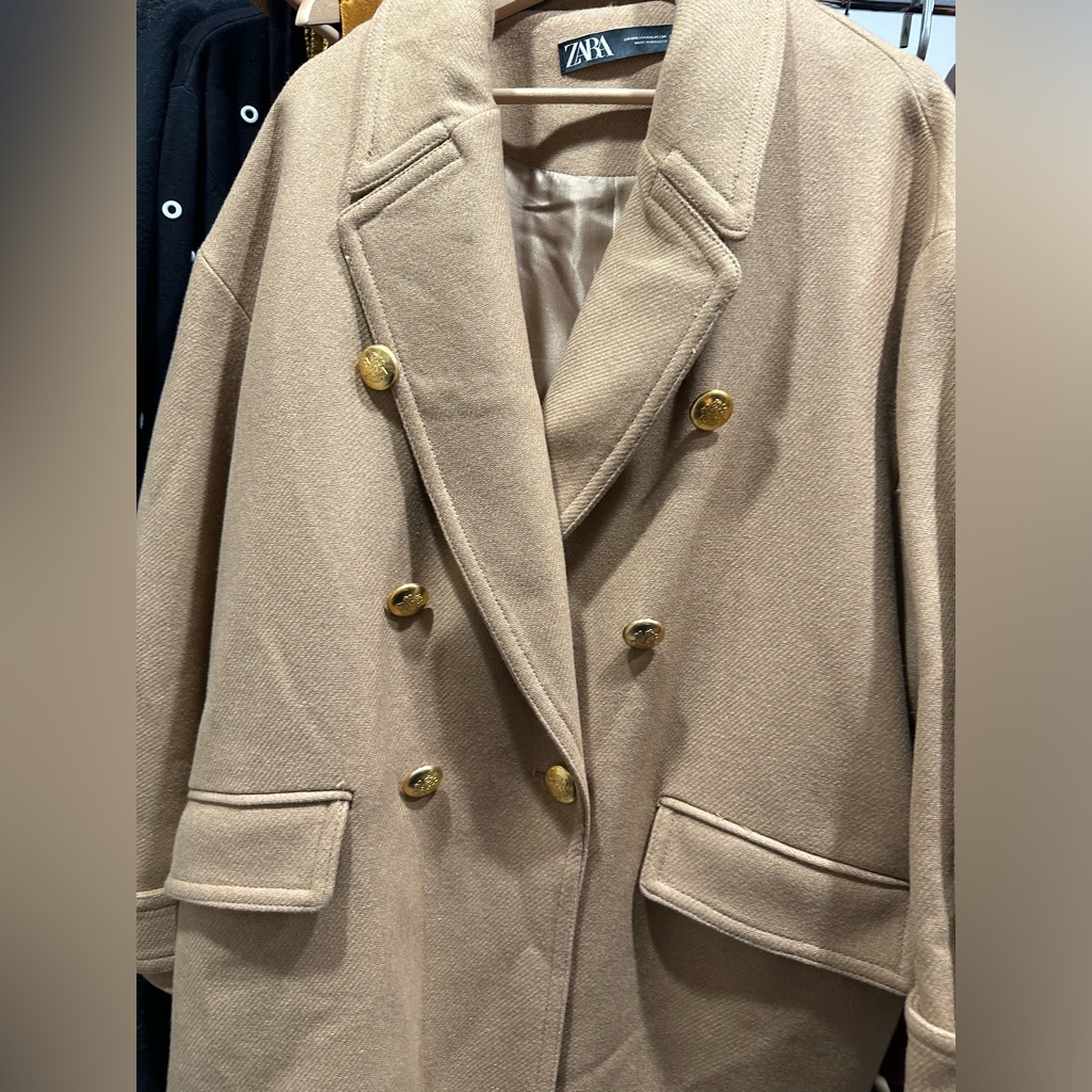 Zara Brown Tan Gold Buttons Coat